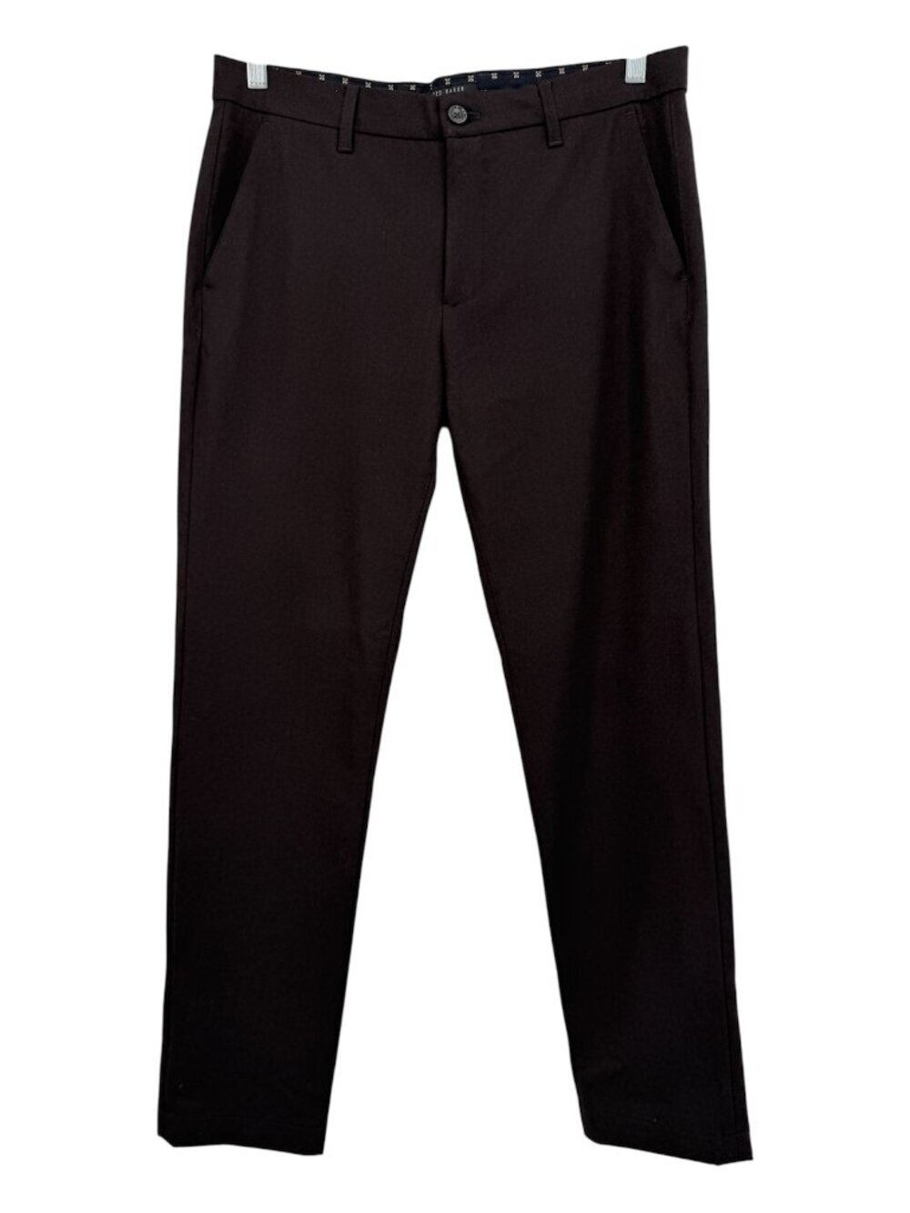 Ted Baker London Brown Geometric Dress Pants Men's 32R Slim Fit Stretch Trousers